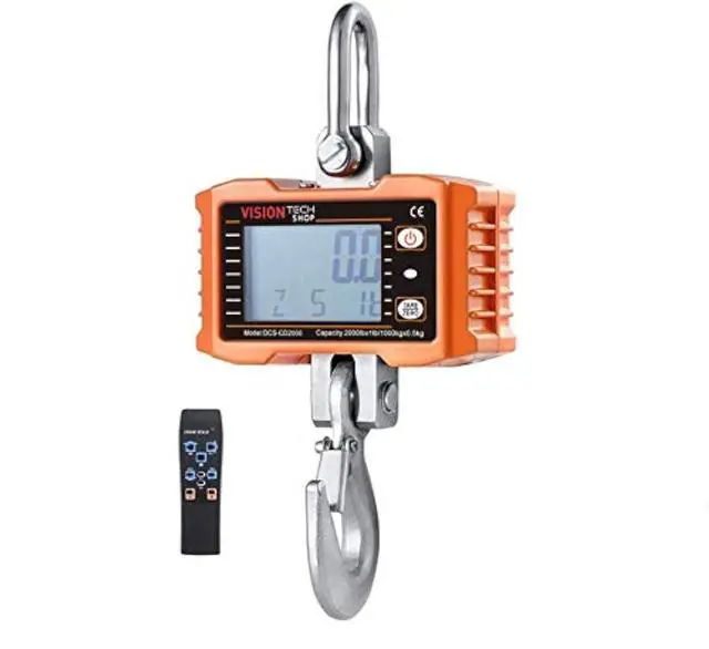 Main image of Digital Crane Scale, DCS-CD 2000lb 1000 kg Heavy Duty Compact Hanging Scale LCD Display with Backight for Farm Factory