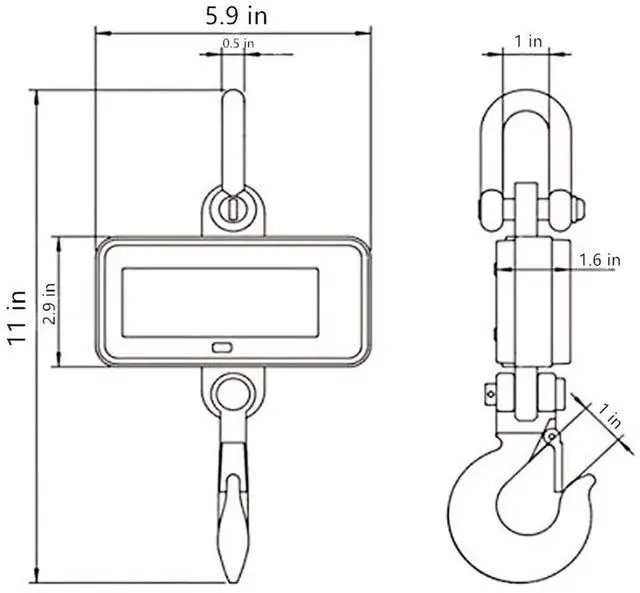 Alt view image 4 of 6 - Digital Crane Scale, DCS-ER 2000lb 1000kg Heavy Duty Compact Hanging Scale LED Display for Farm Factory