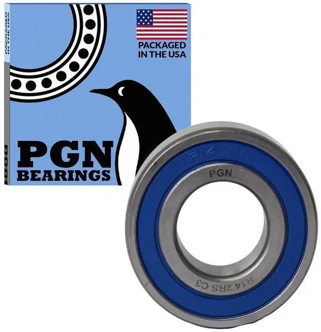 Main image of PGN (100 Pack) R14-2RS Bearing - Lubricated Chrome Steel Sealed Ball Bearing - 7/8" x1-7/8 x1/2" Bearings with Rubber Seal & High RPM Support