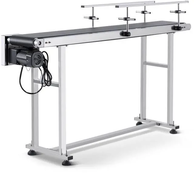 Main image of Belt Conveyor 59 x 7.8 inch Conveyor Table Heavy Duty Stainless Steel Motorized Belt Conveyor for Inkjet Coding Applications Powered Rubber PVC Belt Anti Static (Double Guardrail)