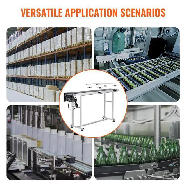 Alt view image 6 of 6 - Belt Conveyor 59 x 7.8 inch Conveyor Table Heavy Duty Stainless Steel Motorized Belt Conveyor for Inkjet Coding Applications Powered Rubber PVC Belt Anti Static (Double Guardrail)