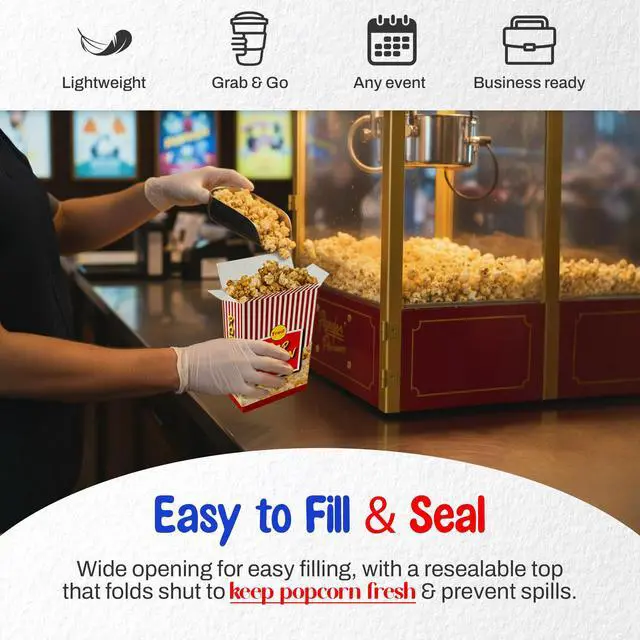 Alt view image 3 of 6 - Popcorn Boxes 1.25 oz. - #3 Popcorn Buckets for Party - Pack of 1000