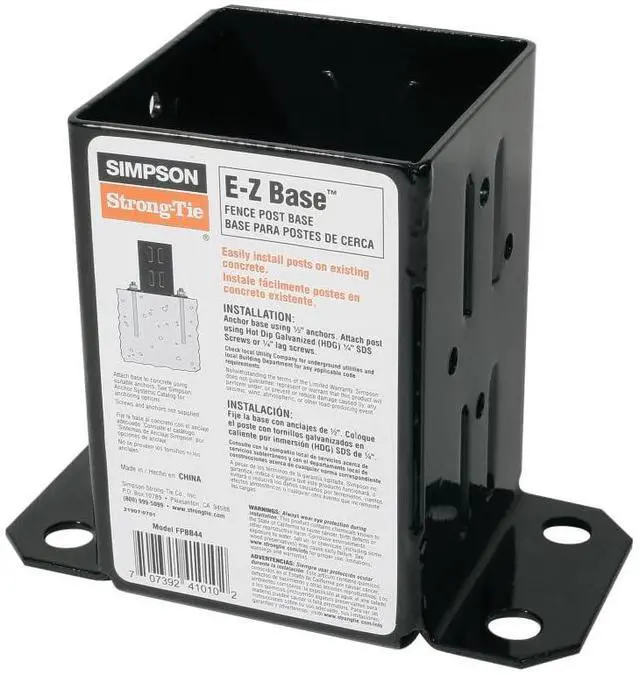 Main image of FPBB44 E-Z Base Black Powder-Coated Post Base for 4x4 (Pack of 10)