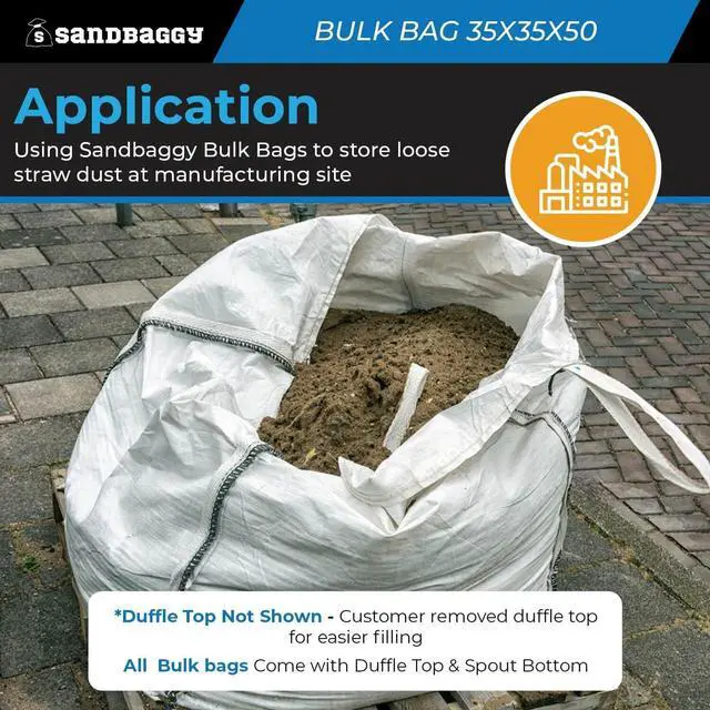 Alt view image 4 of 6 - FIBC Bulk Bag | 35" L x 35" W x 50 Inch Height | Industrial Grade Bag Holds Up to 3000 LBS or 45 Cubic Ft. | FDA Compliant | UV Protected (Pack of 5)