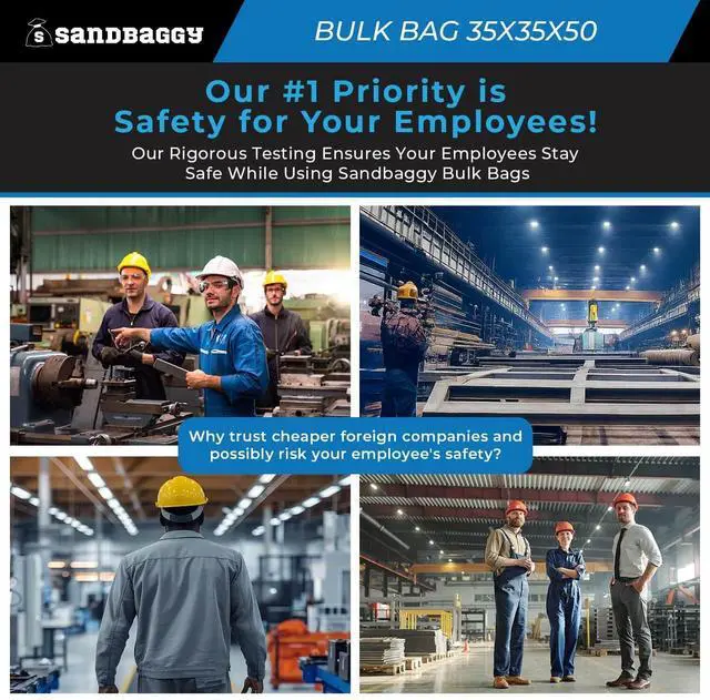 Alt view image 5 of 6 - FIBC Bulk Bag | 35" L x 35" W x 50 Inch Height | Industrial Grade Bag Holds Up to 3000 LBS or 45 Cubic Ft. | FDA Compliant | UV Protected (Pack of 5)