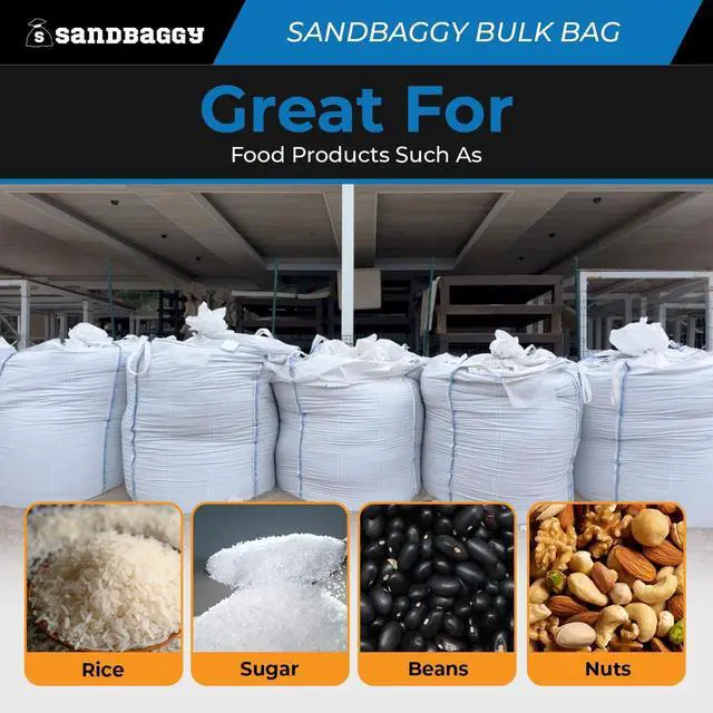 Alt view image 6 of 6 - FIBC Bulk Bag | 35" L x 35" W x 50 Inch Height | Industrial Grade Bag Holds Up to 3000 LBS or 45 Cubic Ft. | FDA Compliant | UV Protected (Pack of 5)