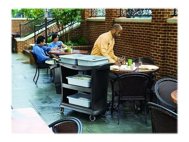 Alt view image 3 of 3 - Executive Series Utility/Service Cart 300 lb. Capacity Black for Foodservice/Restaurant/Cleaning