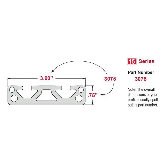 Alt view image 6 of 6 - 8020, 3075, 15 Series 3 Inch x 0.75 Inch 3x0.75 T-Slotted Aluminum Extrusion Extruded DIY Smooth Two Channel Linear Slot Bar Rail (Clear Anodize, 89" Long)