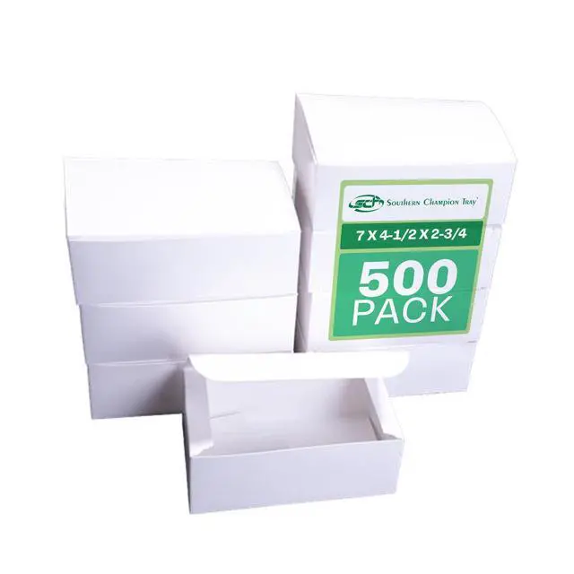 Main image of 2717 Paperboard White Snack Carry-Out Box, Tuck Top, 7" Length x 4-1/2" Width x 2-3/4" Height (Case of 500)