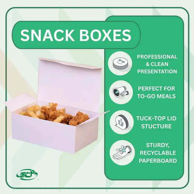 Alt view image 3 of 4 - 2717 Paperboard White Snack Carry-Out Box, Tuck Top, 7" Length x 4-1/2" Width x 2-3/4" Height (Case of 500)