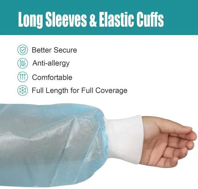 Alt view image 2 of 6 - 200 Pcs Disposable PPE Isolation Medical Gowns by | Level 2 Polypropylene Lab Gowns | Full Back Coverage Double Tie Closure Knit Cuffs SMS 40 GSM Material Universal Size