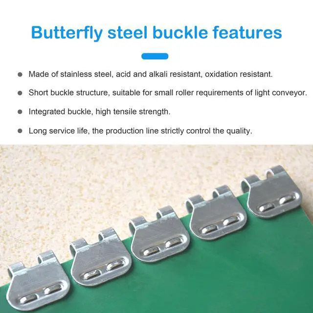 Alt view image 2 of 6 - Conveyor Belt Lacing 24 Staple Fasteners Stainless Steel Butterfly Buckles PVC PU Belt Repair Splicing for Thickness 1/16 ~1/8 with 4 Connecting Pins,8PCS/BOX