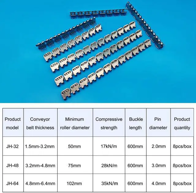 Alt view image 3 of 6 - Conveyor Belt Lacing 24 Staple Fasteners Stainless Steel Butterfly Buckles PVC PU Belt Repair Splicing for Thickness 1/16 ~1/8 with 4 Connecting Pins,8PCS/BOX