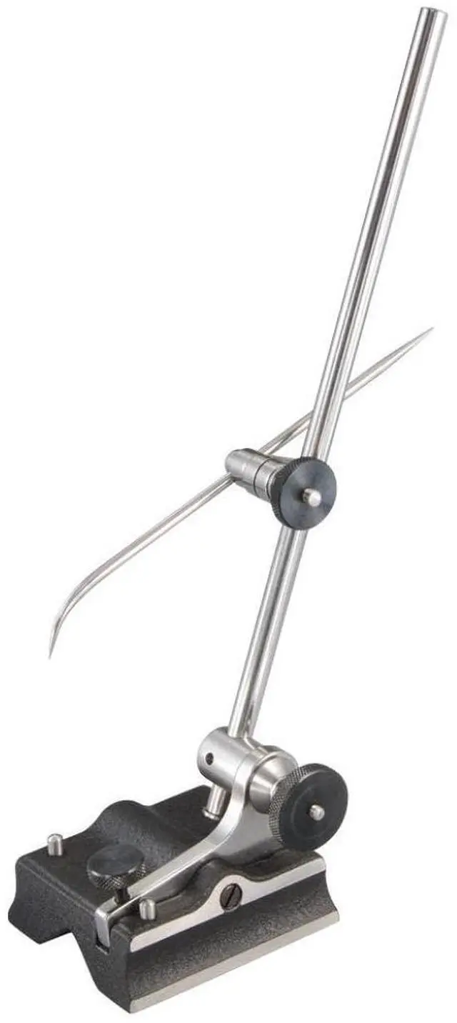 Main image of Full-Sized Surface Gage with Attractive Finish for Scribing Lines, Transferring Measurements and Probing Surfaces - 9" Spindle Length, 3 x 2-9/16" Base Size - 57A