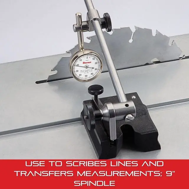 Alt view image 5 of 6 - Full-Sized Surface Gage with Attractive Finish for Scribing Lines, Transferring Measurements and Probing Surfaces - 9" Spindle Length, 3 x 2-9/16" Base Size - 57A