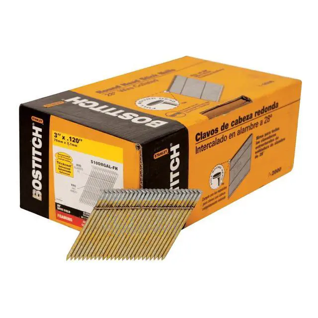 Main image of Framing Nails, 28 Degree, Wire Weld, Galvanized, 3-Inch x.120-Inch, 2000-Pack (S10DRGAL-FH)