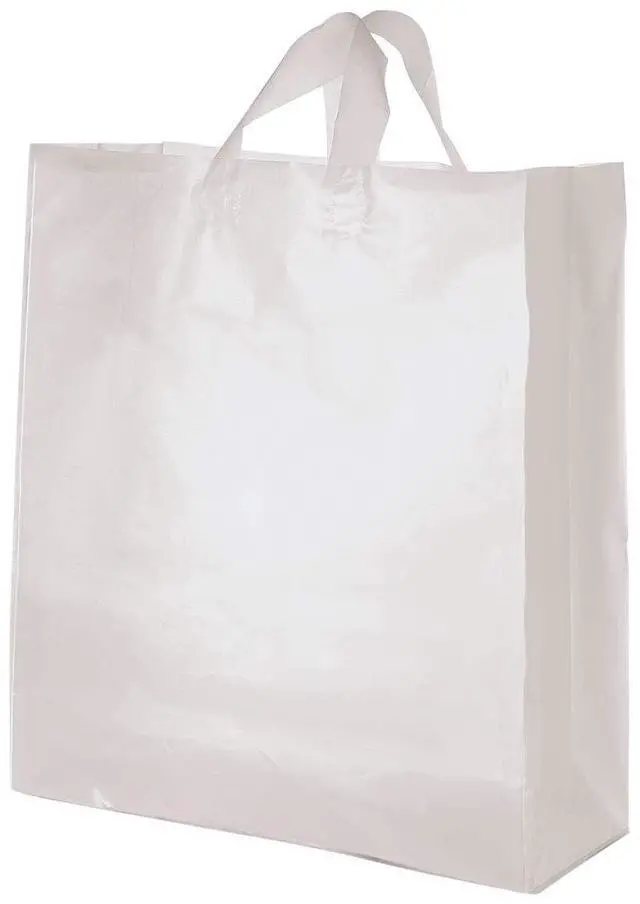Main image of Jumbo Clear Frosted Plastic Shopping Bags - 16 x 6 x 19 - Case of 100