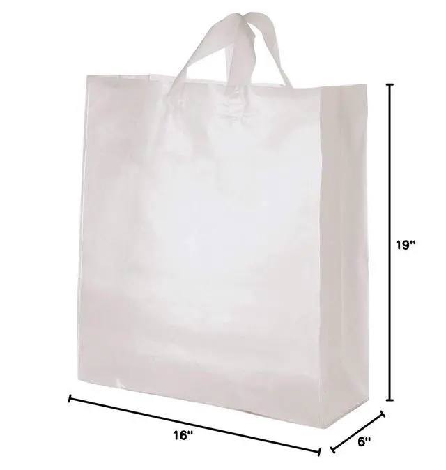 Alt view image 2 of 2 - Jumbo Clear Frosted Plastic Shopping Bags - 16 x 6 x 19 - Case of 100
