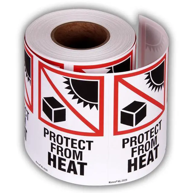 Alt view image 2 of 5 - 3" X 5" Protect from Heat Safe Handling Warning Stickers for Shipping and Packing - 500 Adhesive Labels Per Roll (10 Pack)