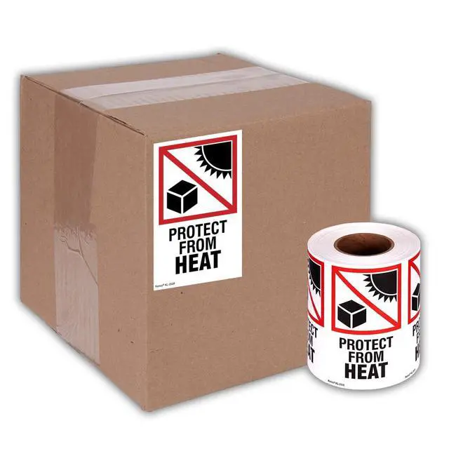 Alt view image 5 of 5 - 3" X 5" Protect from Heat Safe Handling Warning Stickers for Shipping and Packing - 500 Adhesive Labels Per Roll (10 Pack)
