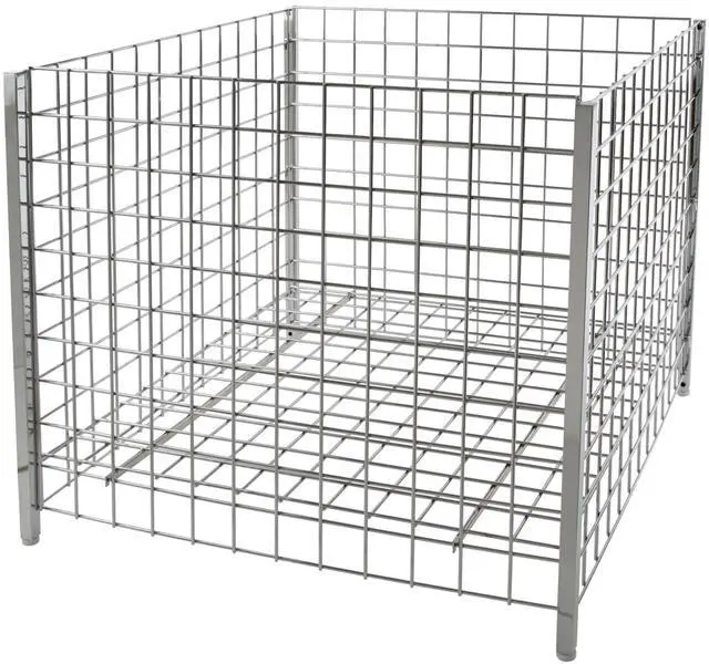 Main image of 36" Square Grid Dump Bin with Levelers, Heavy Duty Retail Display, Chrome Finish