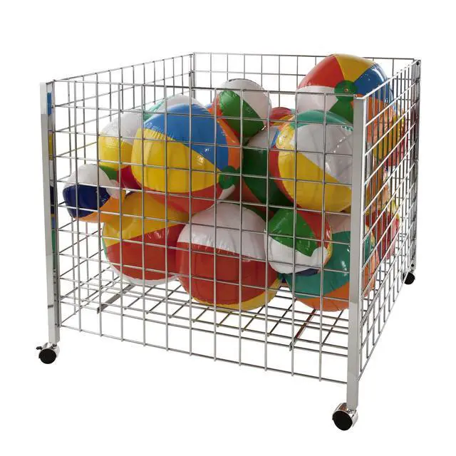 Alt view image 3 of 4 - 36" Square Grid Dump Bin with Levelers, Heavy Duty Retail Display, Chrome Finish