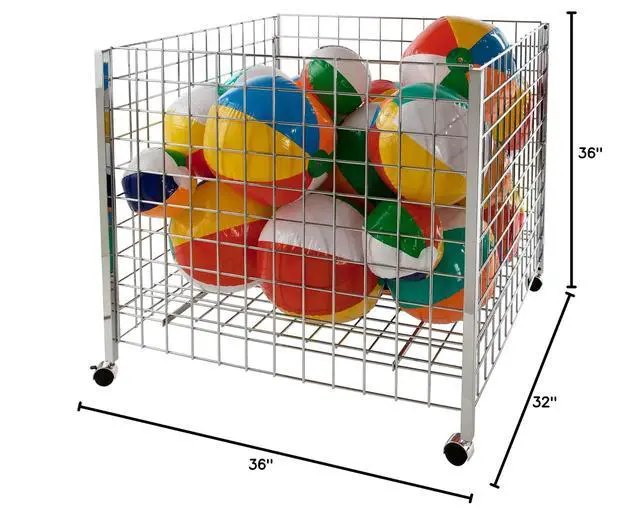 Alt view image 4 of 4 - 36" Square Grid Dump Bin with Levelers, Heavy Duty Retail Display, Chrome Finish
