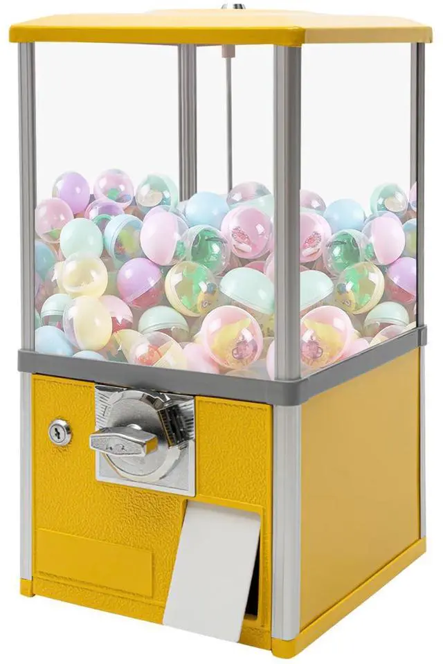 Main image of 25 Cents Coin Operated Vending Machine, Capsule Vending Machines w/Internal Coin Bank and Security Lock, Capsule Toys & Twister Balls Machine Hold 200 Capsule Toys Commercial Gumball Machine (Yellow)