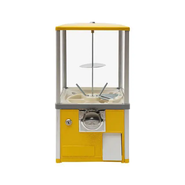 Alt view image 4 of 6 - 25 Cents Coin Operated Vending Machine, Capsule Vending Machines w/Internal Coin Bank and Security Lock, Capsule Toys & Twister Balls Machine Hold 200 Capsule Toys Commercial Gumball Machine (Yellow)