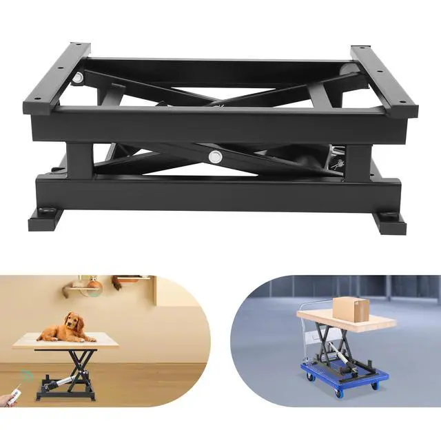 Alt view image 2 of 6 - Electric Scissor Lift Table, 140 Lbs Load Capacity Hydraulic Lift Table Adjustable Height Lift Table with Remote & Manual Control for Material Handling Warehouses Shops (250, Pounds)