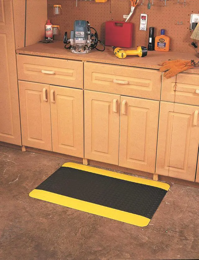 Alt view image 3 of 6 - 495.1516x3x8BYL Diamond-Plate Select UltraSoft Mat, 8' Length x 3' Width x 15/16" Thick, Black with Yellow