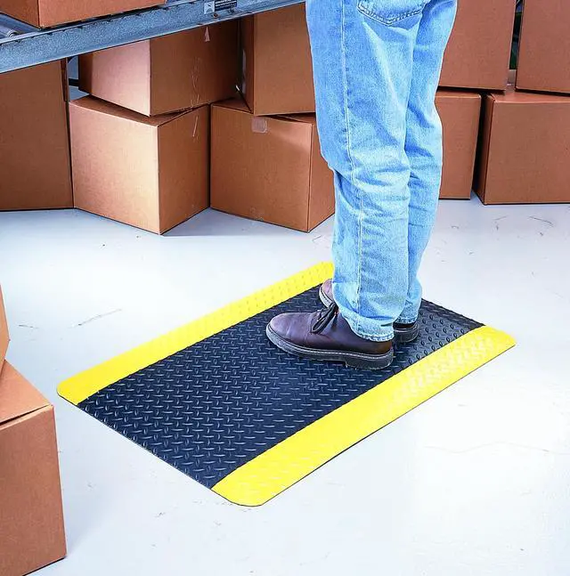 Alt view image 5 of 6 - 495.1516x3x8BYL Diamond-Plate Select UltraSoft Mat, 8' Length x 3' Width x 15/16" Thick, Black with Yellow