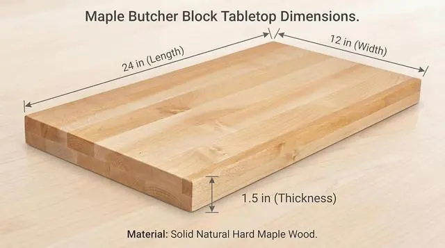 Alt view image 3 of 6 - Solid Maple Butcher Block Countertop - 1.5 Thick Hardwood Work Surface for Kitchen, Workbench, Desk, Cart, or DIY Tabletop (24"L x 24"W)
