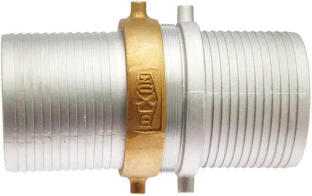 Alt view image 2 of 3 - CAB600 Aluminum Hose Fitting, Complete King Short Suction Coupling Set with Brass Nut, 6" NPSM x 6" Hose ID Barbed