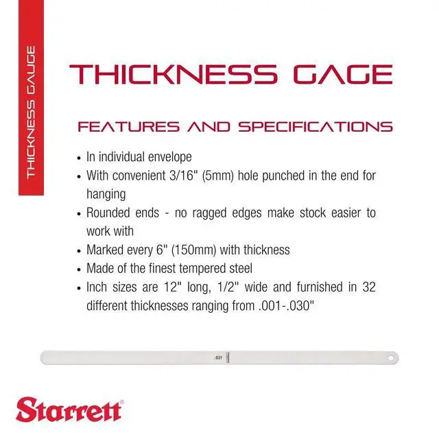 Alt view image 2 of 6 - Tempered Steel Thickness Gage or Feeler Stock Assortment with No Locking Device - Ideal for Professionals and Home Improvement -.001"-.030" Thickness, 32 Leaves - S667A