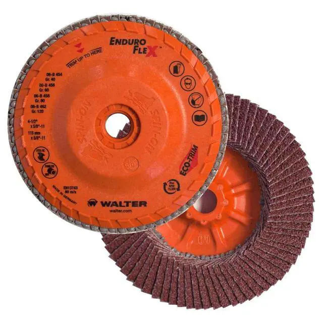 Alt view image 4 of 4 - Walter 06B456 4-1/2x5/8-11 Enduro-Flex Spin-On Flap Discs with Eco-Trim Backing 60 Grit Type 27S, 10 Pack