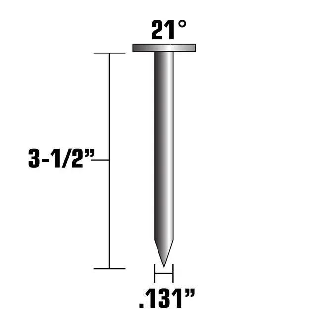 Alt view image 2 of 3 - Framing Nails | 3-1/2 In. x.131 | 21 Degree | Full Round Head | Hot Dipped Galvanized | Smooth Shank | Plastic Strip | 4,000 Count | 10164HPT