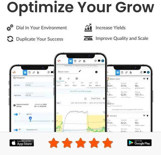 Alt view image 4 of 6 - Pulse One - Smart Grow Room Monitor - VPD, RH, Temperature (°F/°C), Dew Point, Light - iOS, Android, Apple, Windows, Works on 2.4 Ghz WiFi Networks