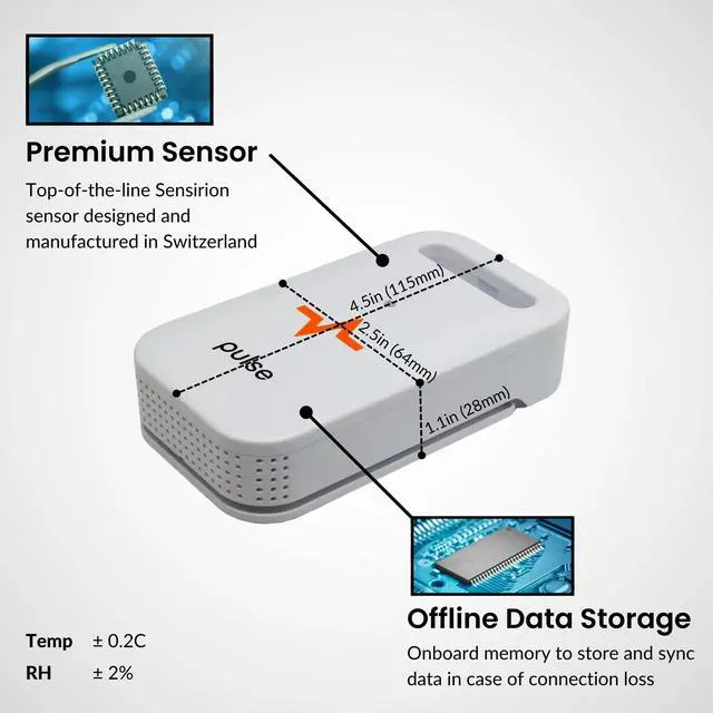 Alt view image 6 of 6 - Pulse One - Smart Grow Room Monitor - VPD, RH, Temperature (°F/°C), Dew Point, Light - iOS, Android, Apple, Windows, Works on 2.4 Ghz WiFi Networks