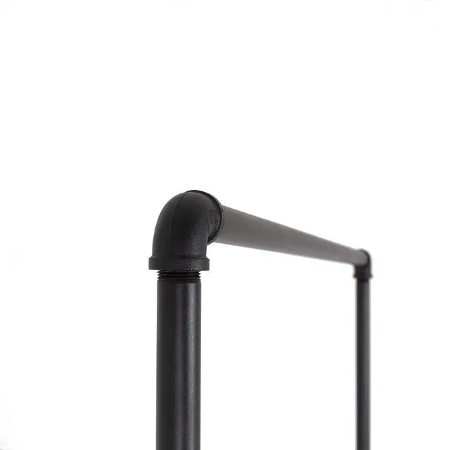Alt view image 3 of 6 - William Robert's Vintage Industrial Pipe Clothing Rack with Wood Shelf Bottom Shelf, 43 Inches Wide, 60 Inches Tall, 15 Inches Deep, Black