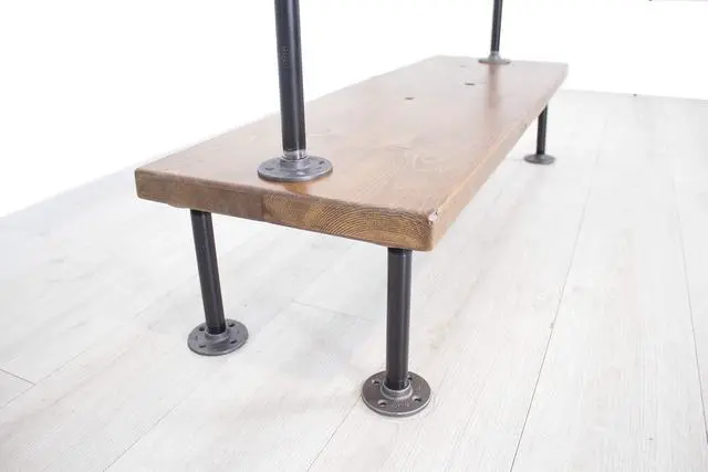 Alt view image 5 of 6 - William Robert's Vintage Industrial Pipe Clothing Rack with Wood Shelf Bottom Shelf, 43 Inches Wide, 60 Inches Tall, 15 Inches Deep, Black