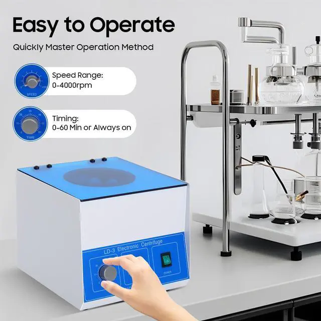 Alt view image 3 of 6 - Electric Lab Centrifuge, 110V Mini Benchtop Centrifuge Machine 6x50 ml, with 0-60 min Timing Function and Adjustable 0-4000 r/min Speed
