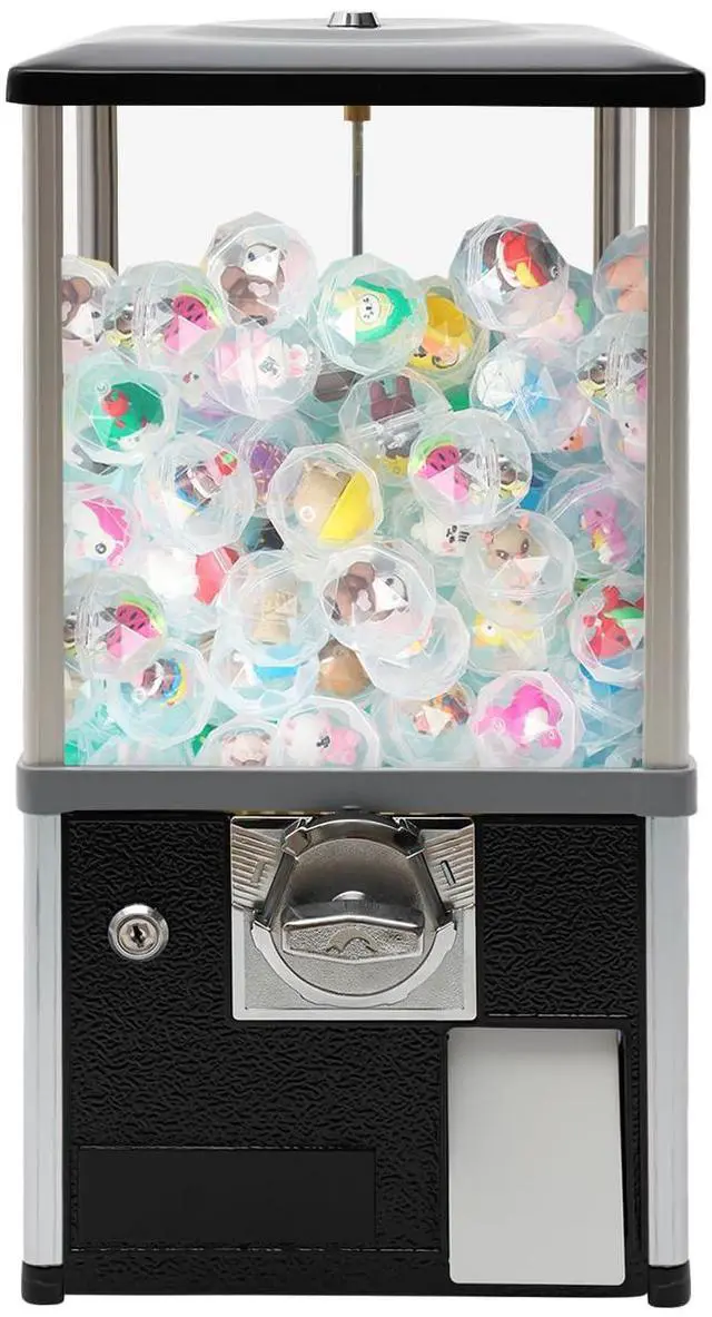 Main image of Vending Machine, 1.77-1.97 Inch 25-Cent Spherical Capsule Candy Dispenser Commercial Bulk Many Styles Vending Machine Gumball Machine for Game Stores, Retail Stores, Amusement Parks (Black)