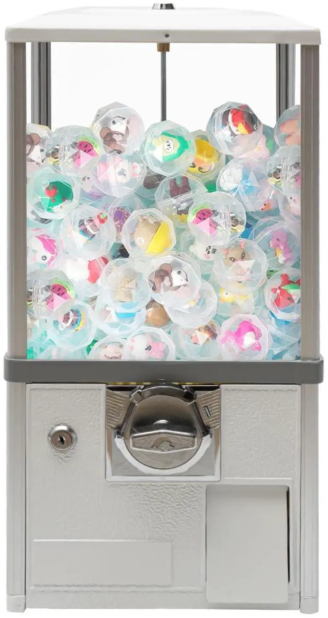 Main image of Vending Machine, 1.77-1.97 Inch 25-Cent Spherical Capsule Candy Dispenser Commercial Bulk Many Styles Vending Machine Gumball Machine for Game Stores, Retail Stores, Amusement Parks (White)