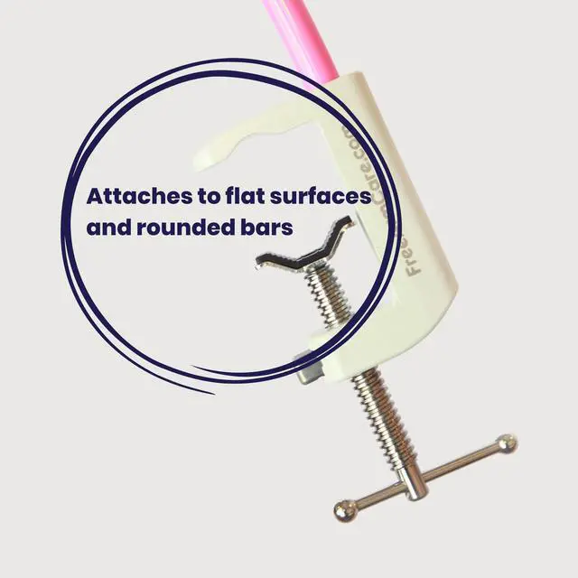 Alt view image 6 of 6 - Tube Feeding Holder, Hands-Free Gravity Syringe Feeding, Portable IV Pole for Pump Feeding & Infusions, Adjustable Clamp, Bendable Arm for Feed Rate Control and Travel | Pink