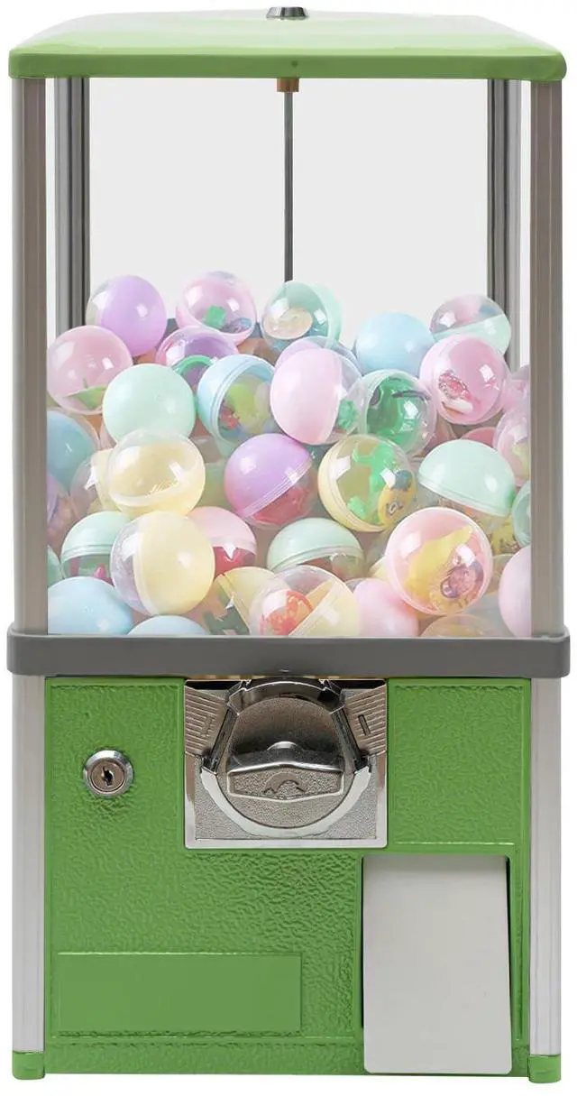 Main image of Vending Machine, 1.77-1.97 Inch 25-Cent Spherical Capsule Candy Dispenser Commercial Bulk Many Styles Vending Machine Gumball Machine for Game Stores, Retail Stores, Amusement Parks (Green)