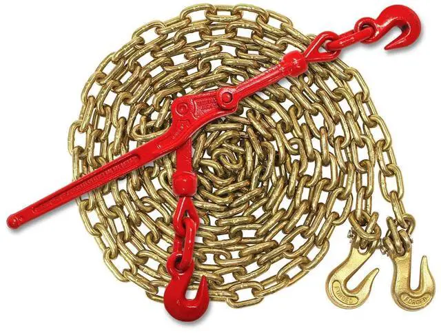 Main image of DC Cargo Chain Binder Kit | 3/8" Grade 70 Extra Long 20 Foot Chain - and Load Binder Set | Heavy Duty Ratcheting Chain and Binder | Load Chain and Binders 6,600lb Working Load Limit As Set