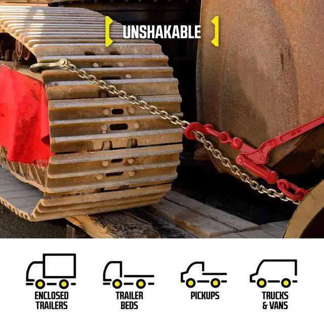 Alt view image 6 of 6 - DC Cargo Chain Binder Kit | 3/8" Grade 70 Extra Long 20 Foot Chain - and Load Binder Set | Heavy Duty Ratcheting Chain and Binder | Load Chain and Binders 6,600lb Working Load Limit As Set