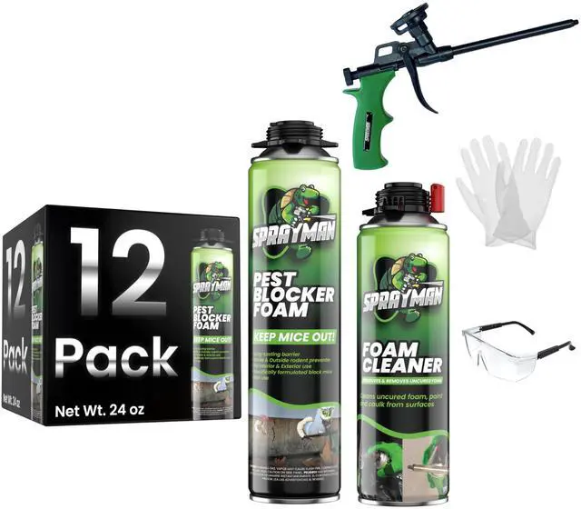 Main image of Pestblokc Foam Sealant - (12x24 Oz) Expanding Polyurethane Pond & Landscape Foam, UV Resistant, Waterproof, Thermal Insulation, Gun Included - 12 Pack