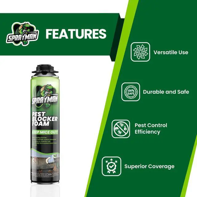 Alt view image 5 of 6 - Pestblokc Foam Sealant - (12x24 Oz) Expanding Polyurethane Pond & Landscape Foam, UV Resistant, Waterproof, Thermal Insulation, Gun Included - 12 Pack